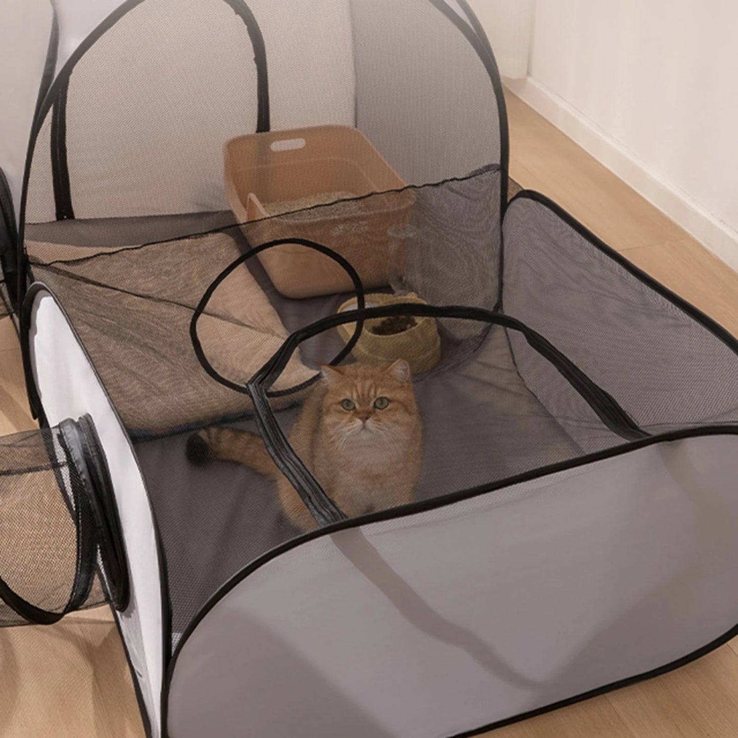 Cat Tube Tunnel Cage House Folded Portable Hideout Playground 2 in 1 Play Tunnel Kitten for Indoor Hamster Puppy Bunnies Dogs