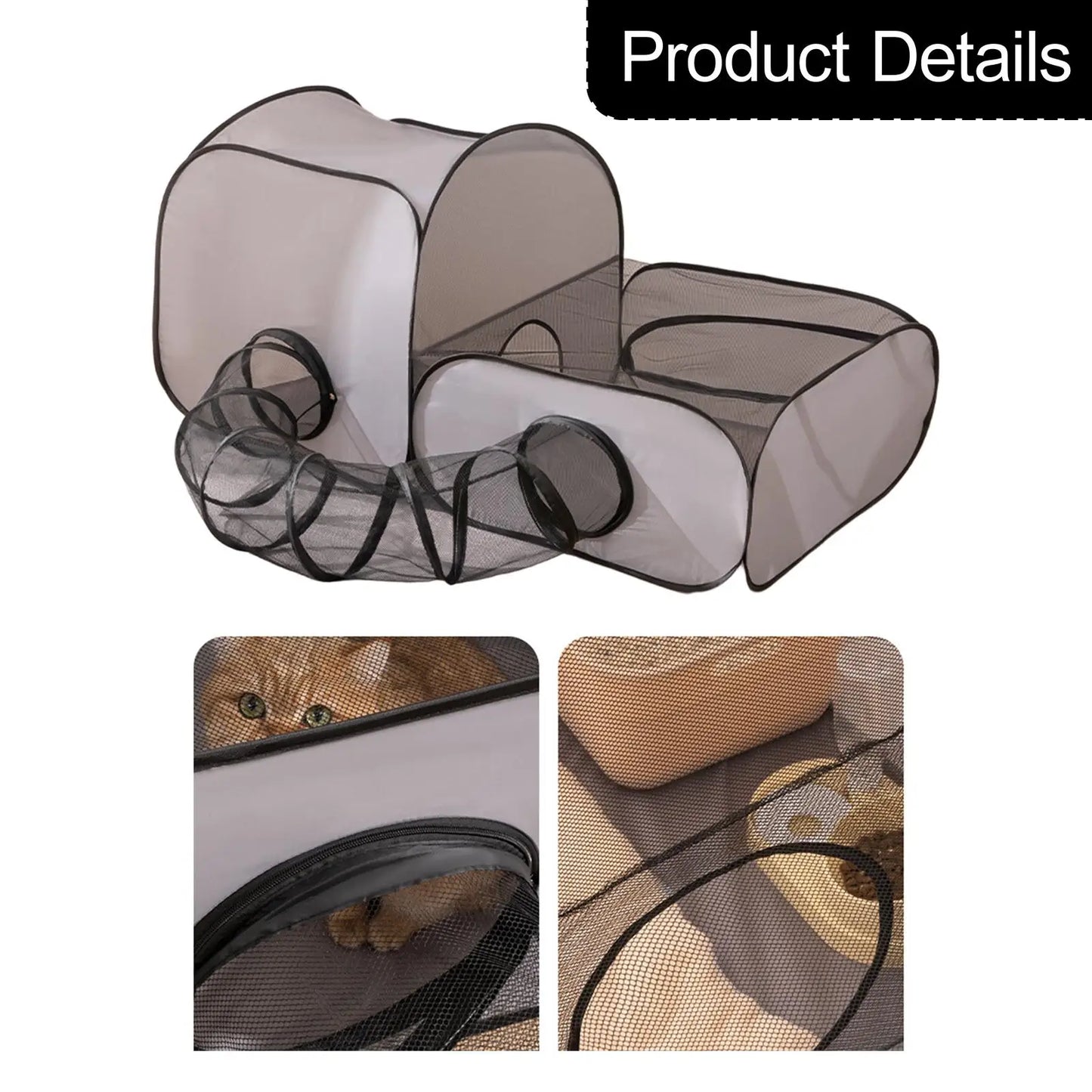 Cat Tube Tunnel Cage House Folded Portable Hideout Playground 2 in 1 Play Tunnel Kitten for Indoor Hamster Puppy Bunnies Dogs