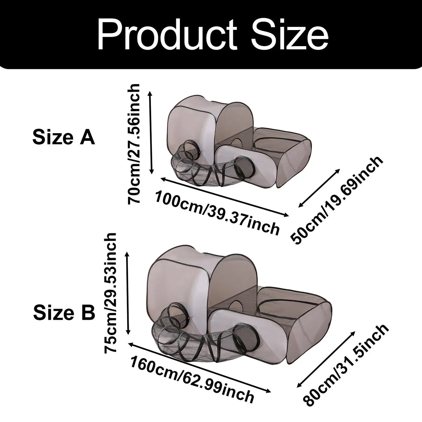 Cat Tube Tunnel Cage House Folded Portable Hideout Playground 2 in 1 Play Tunnel Kitten for Indoor Hamster Puppy Bunnies Dogs